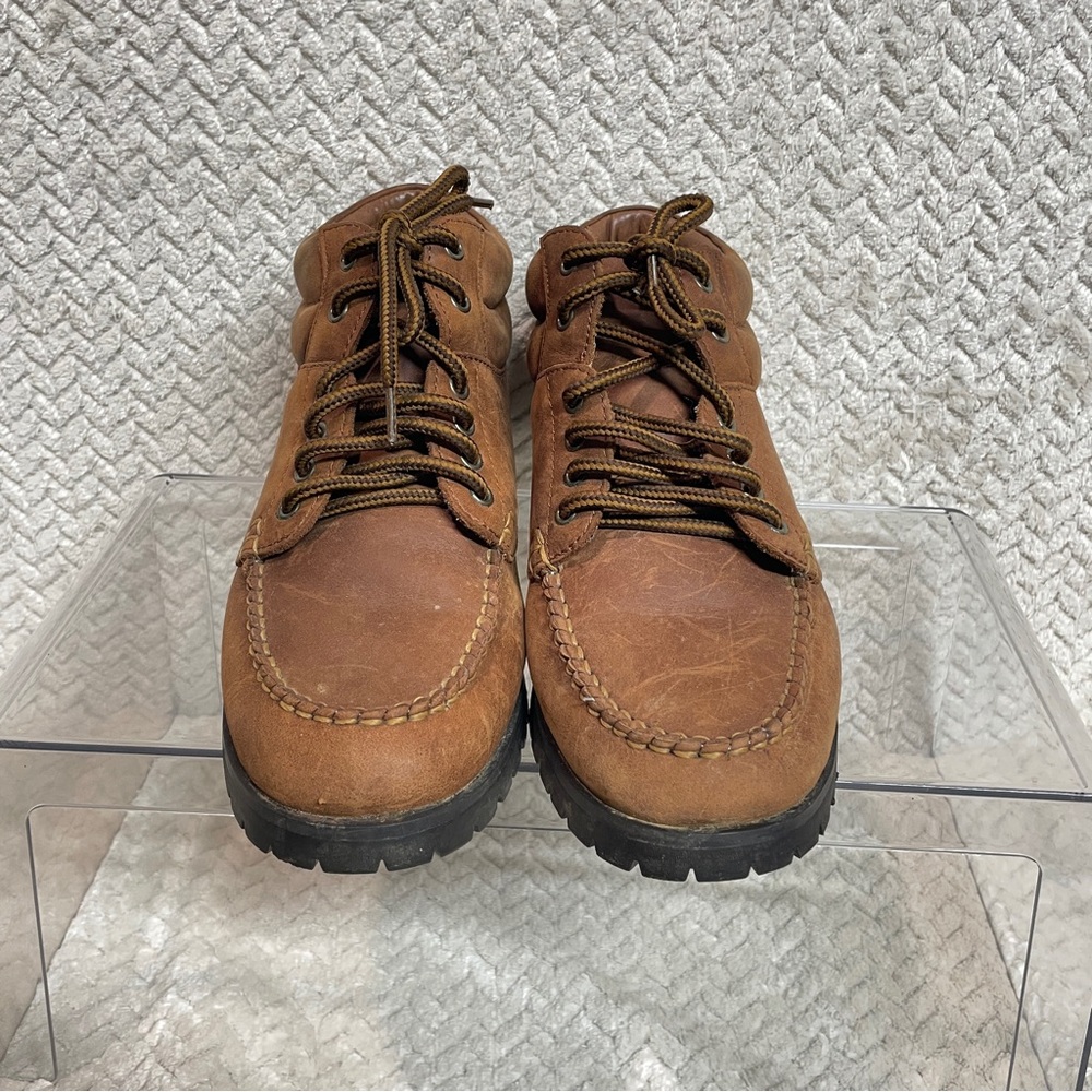 Vtg 90s Maine Woods Womens Brown Leather‎ Hiking Ankle Lace Up Boots size 9M - Picture 2 of 9